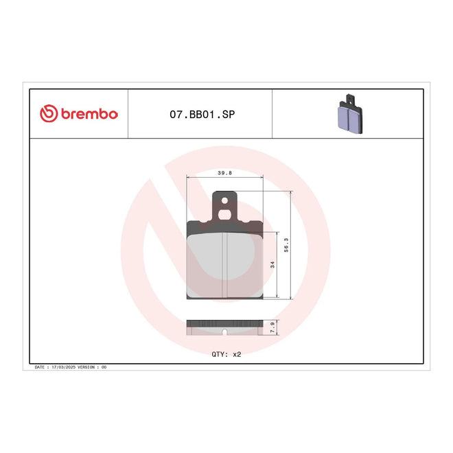Brembo Prime Sinter Rear Brake Pads 07BB01SP