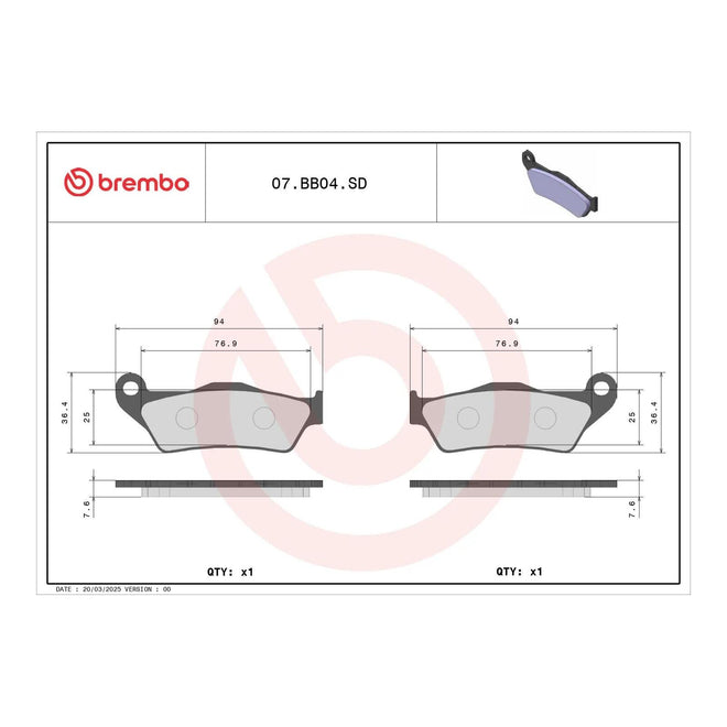 Brembo Prime Sinter Front Brake Pads 07BB04SD