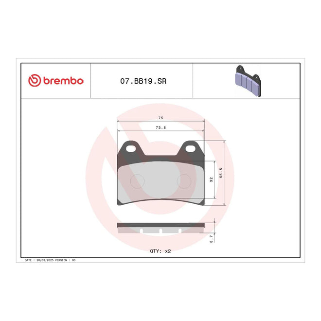 Brembo Xtra Sinter Front Brake Pads 07BB19SR