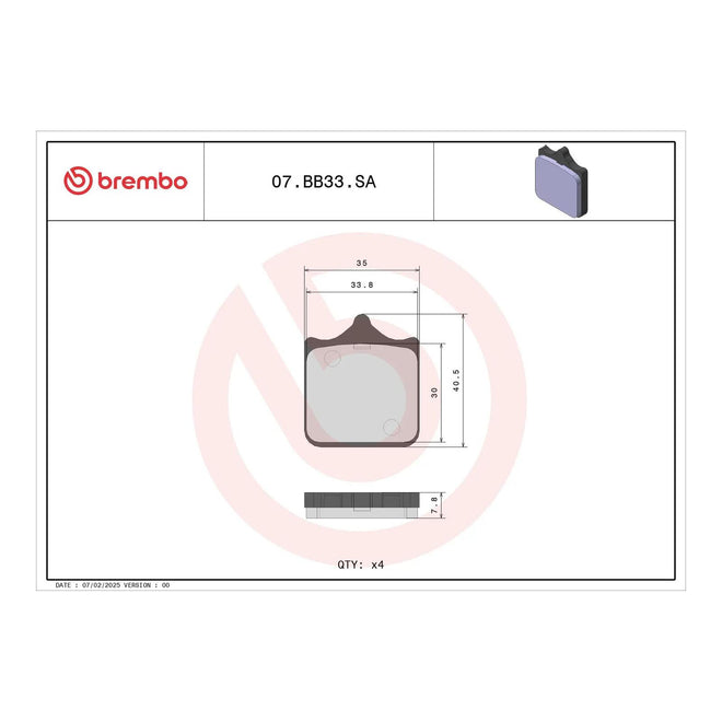 Brembo Prime Sinter Front Brake Pads 07BB33SA