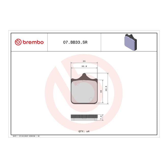 Brembo Xtra Sinter Front Brake Pads 07BB33SR