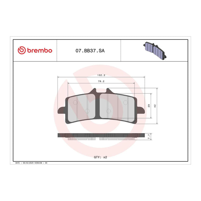 Brembo Prime Sinter Front Brake Pads 07BB37SA