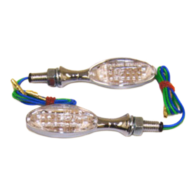 Whites Flasher Universal LED Teardrop Chrome (Pair)