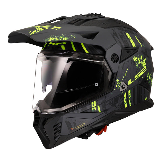 LS2 MX702 Pioneer II Crazy - Matte Black / Grey / Hi-Vis Yellow