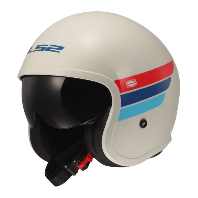 LS2 OF599 Spitfire II Retro Helmet - White / Blue Red 06