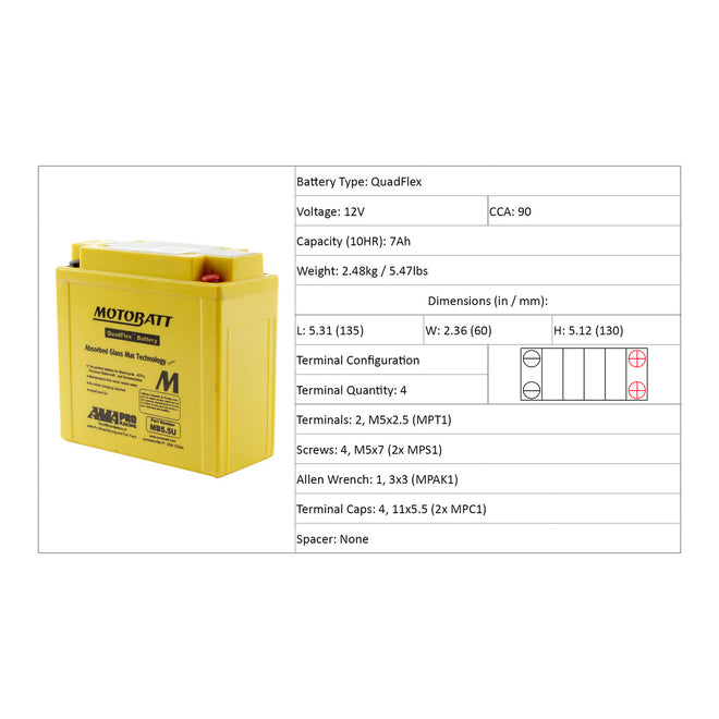 Motobatt Battery Quadflex AGM - MB5.5U