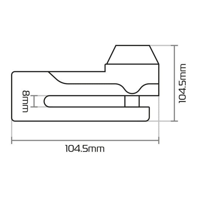 Oxford Titan 10mm Pin Disc Lock - Black, includes pouch