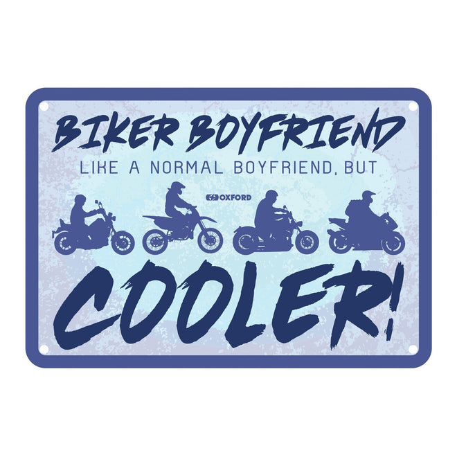 Oxford Garage Metal Sign: Biker Boyfriend Cooler
