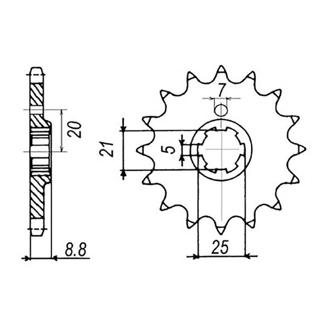 MTX 507 (2) Steel Front Sprocket #520