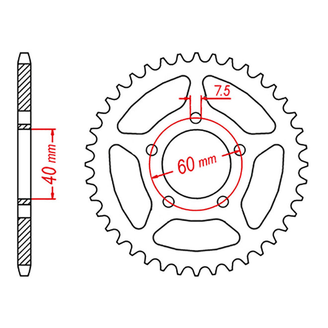 Sprocket Rear MTX 40T KTM 50 #415