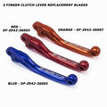 Zeta FP 3 finger clutch replacement blades (M-type) are now available in blue, red and orange