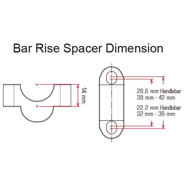 Dimensions for the bar riser spacer