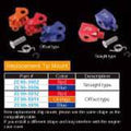 Zeta replacement tip mounts come with spring and bolt and are available in red and blue straight type and also red, orange, blue in offset type